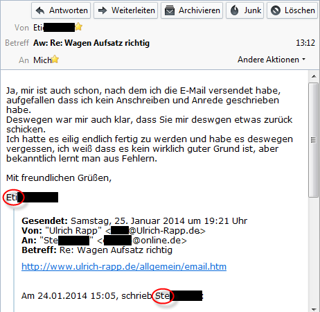 Email ohne Anrede