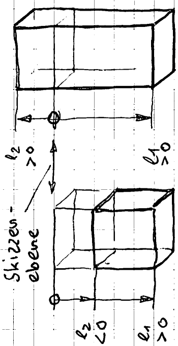 Skizze einer Extrusion mit 2 Längen