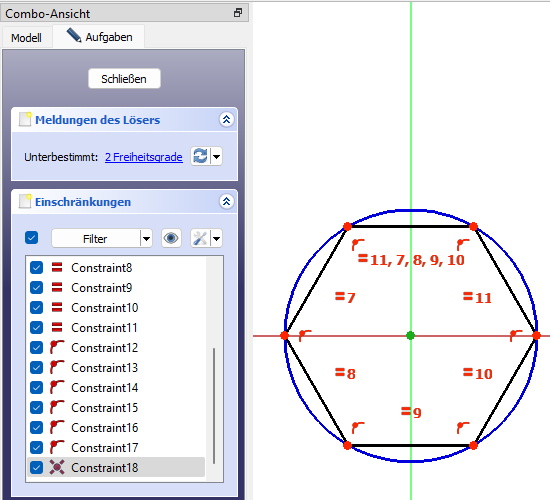 Screenshot Sechseck aus der Polygon-Funktion des Sketcher