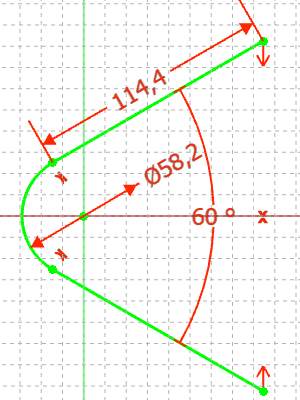 Skizze des Pfades für ein Dreieck für Poolbillard