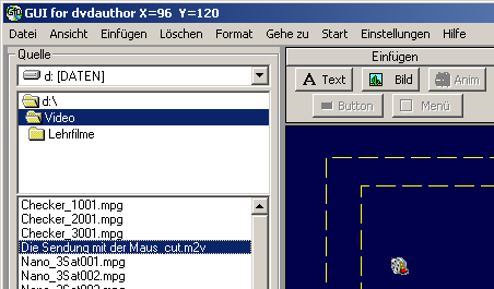 Screenshot des Programmes GUI for dvdauthor